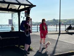 Awaiting the bus on the waterfront at Appledore
